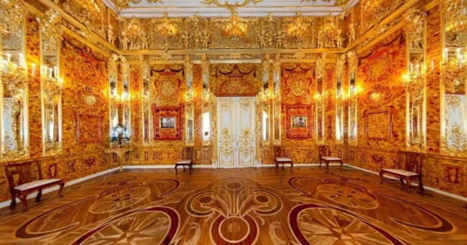 La camera d'ambra nel Palazzo di Caterina a Pushkin, San Pietroburgo - In Russia con Max
